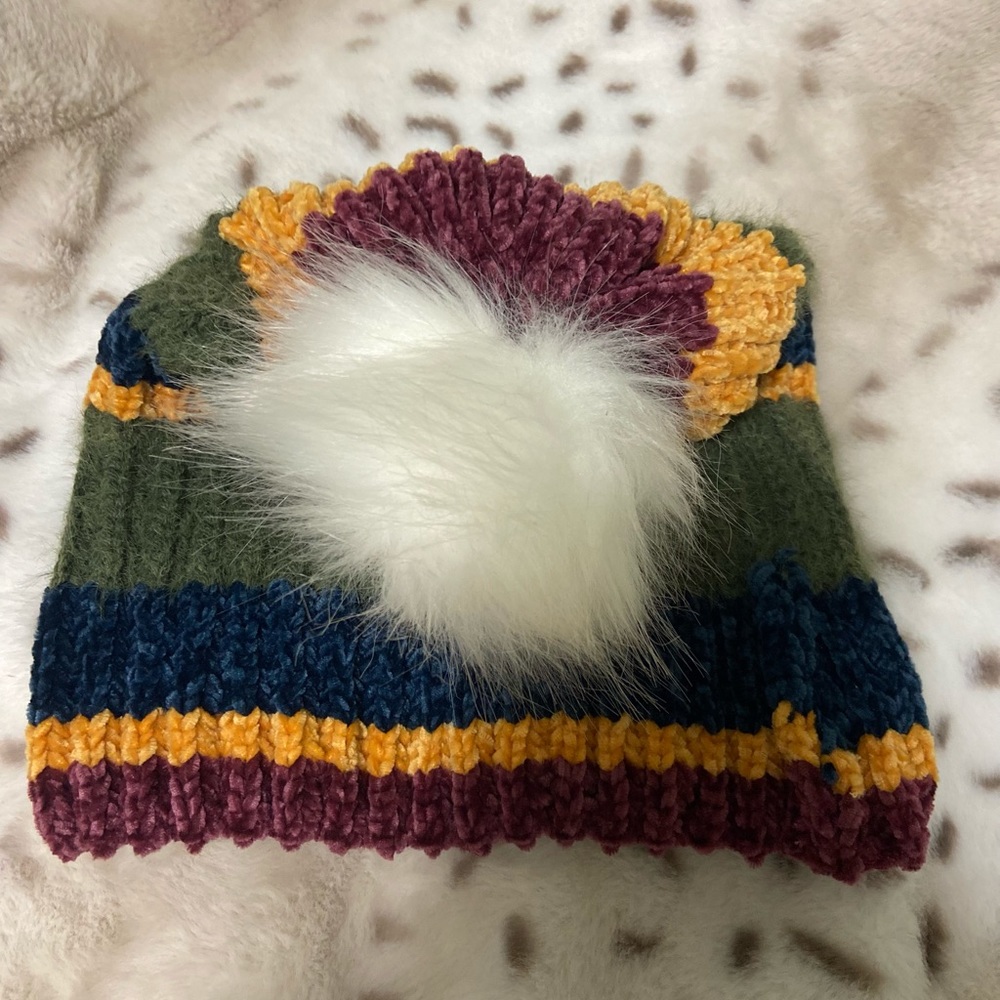 Multi color knitted winter beanie